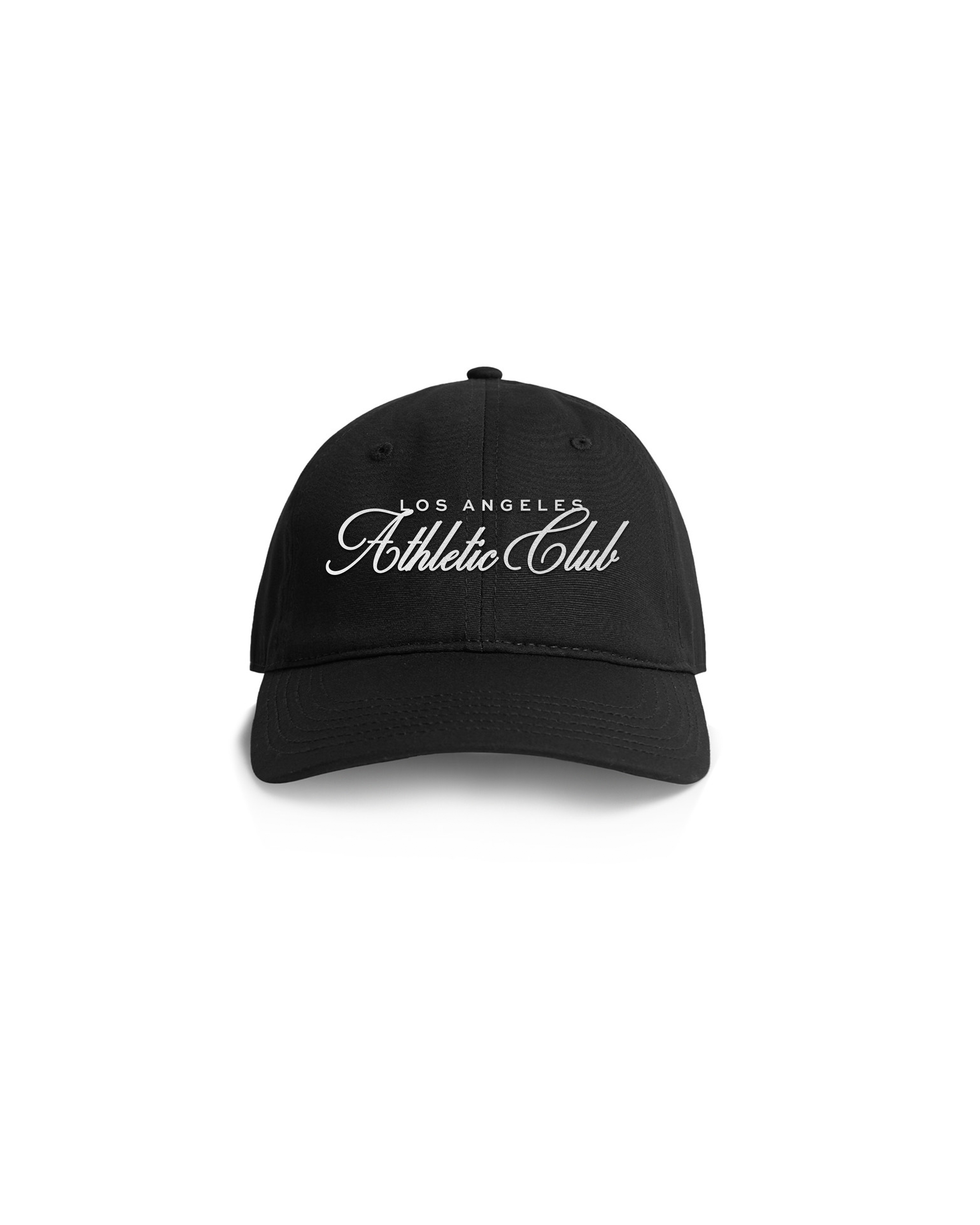 Embroidered Script Cap Black Front View