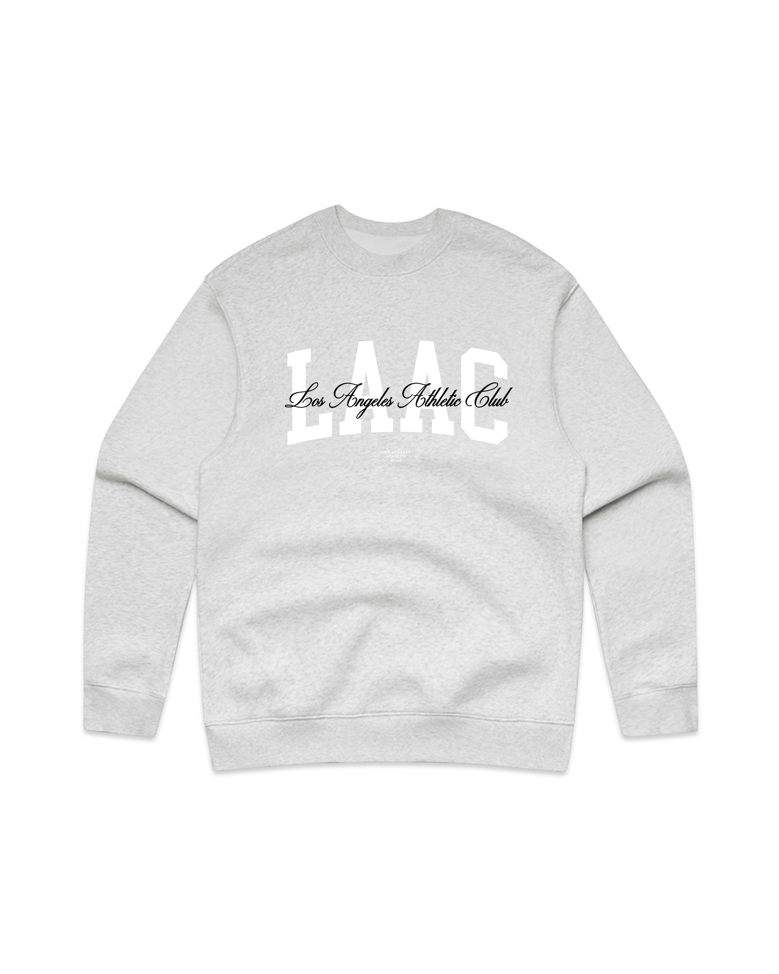 COLLEGIATE SCRIPT LAAC CREWNECK - ASH