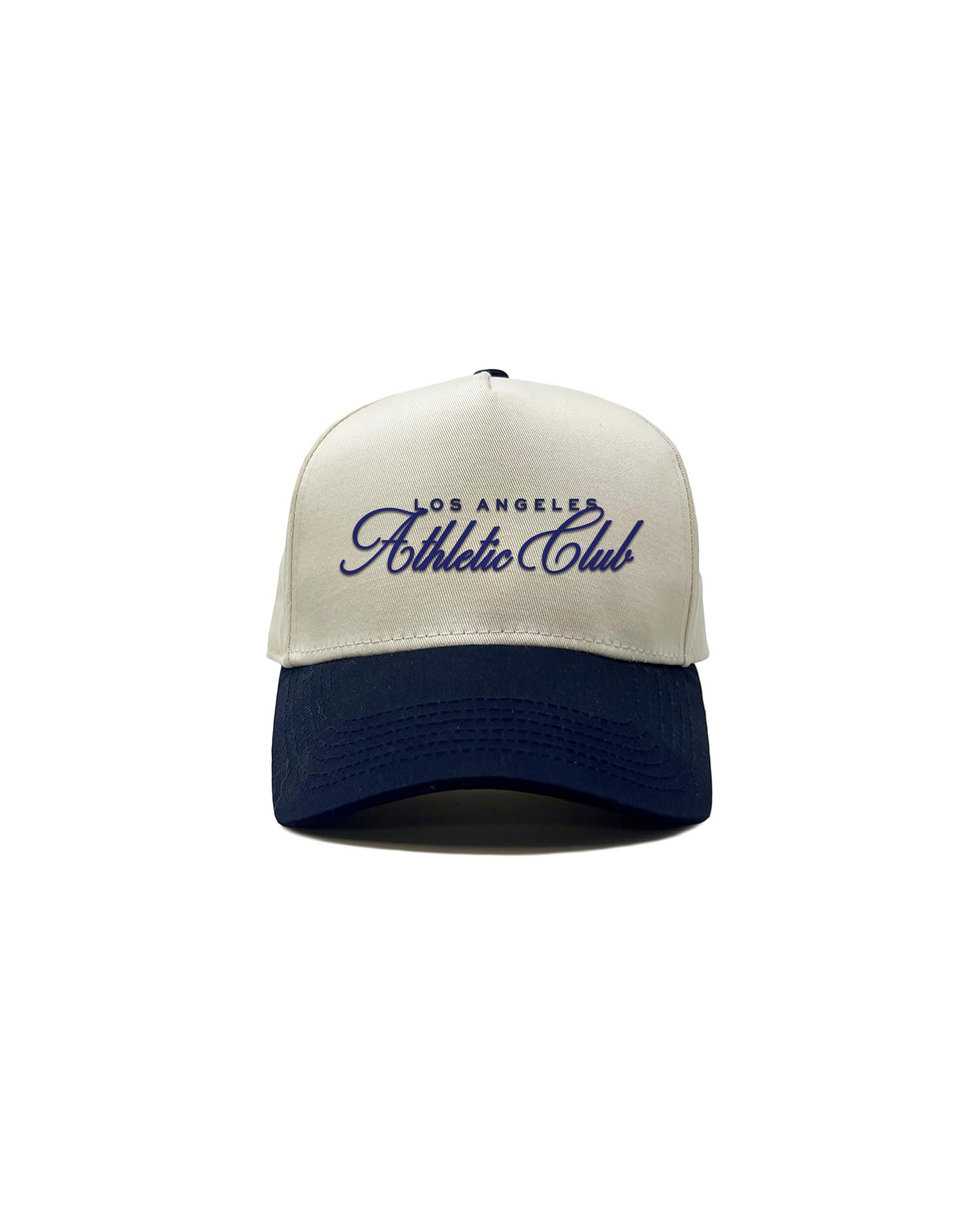 Embroidered Script Snapback - Cream/Navy